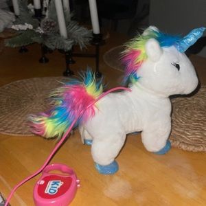 Plush Walking Unicorn Toy with Rainbow Mane